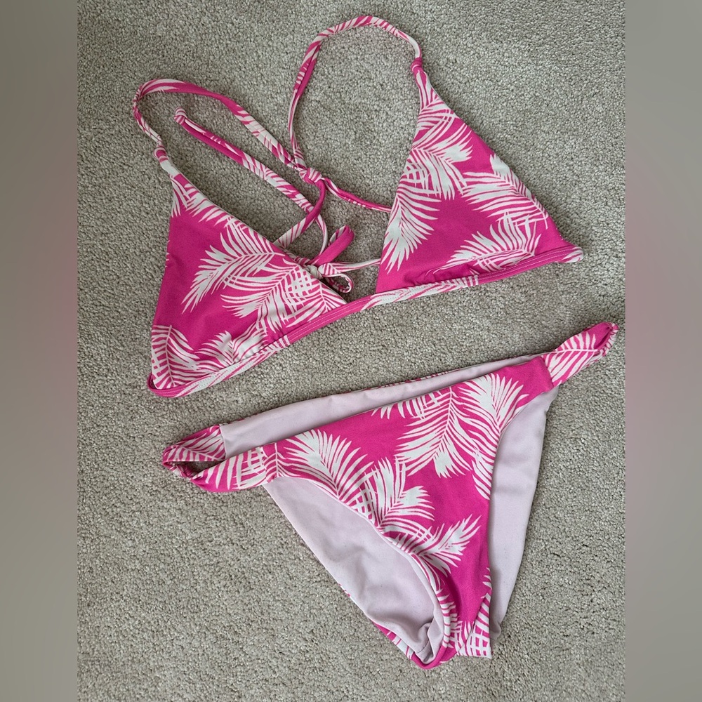 Hot Pink Palm Print Bikini Gem